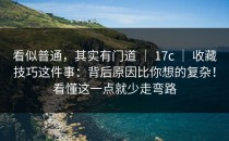 看似普通，其实有门道 ｜ 17c ｜ 收藏技巧这件事：背后原因比你想的复杂！看懂这一点就少走弯路