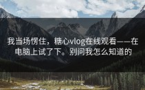 我当场愣住，糖心vlog在线观看——在电脑上试了下。别问我怎么知道的