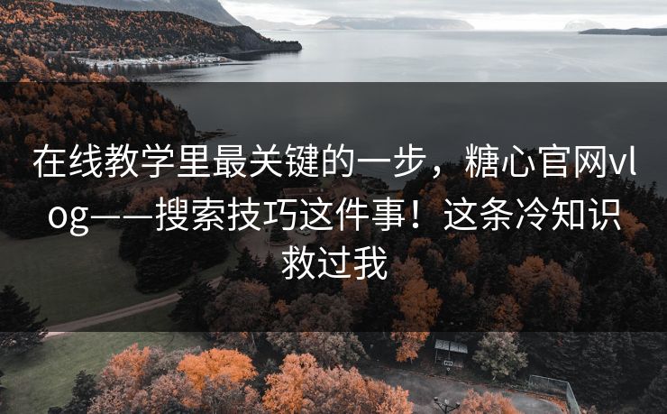 在线教学里最关键的一步，糖心官网vlog——搜索技巧这件事！这条冷知识救过我  第1张